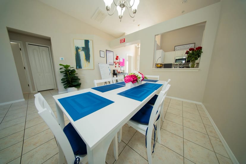 Dining area with residents